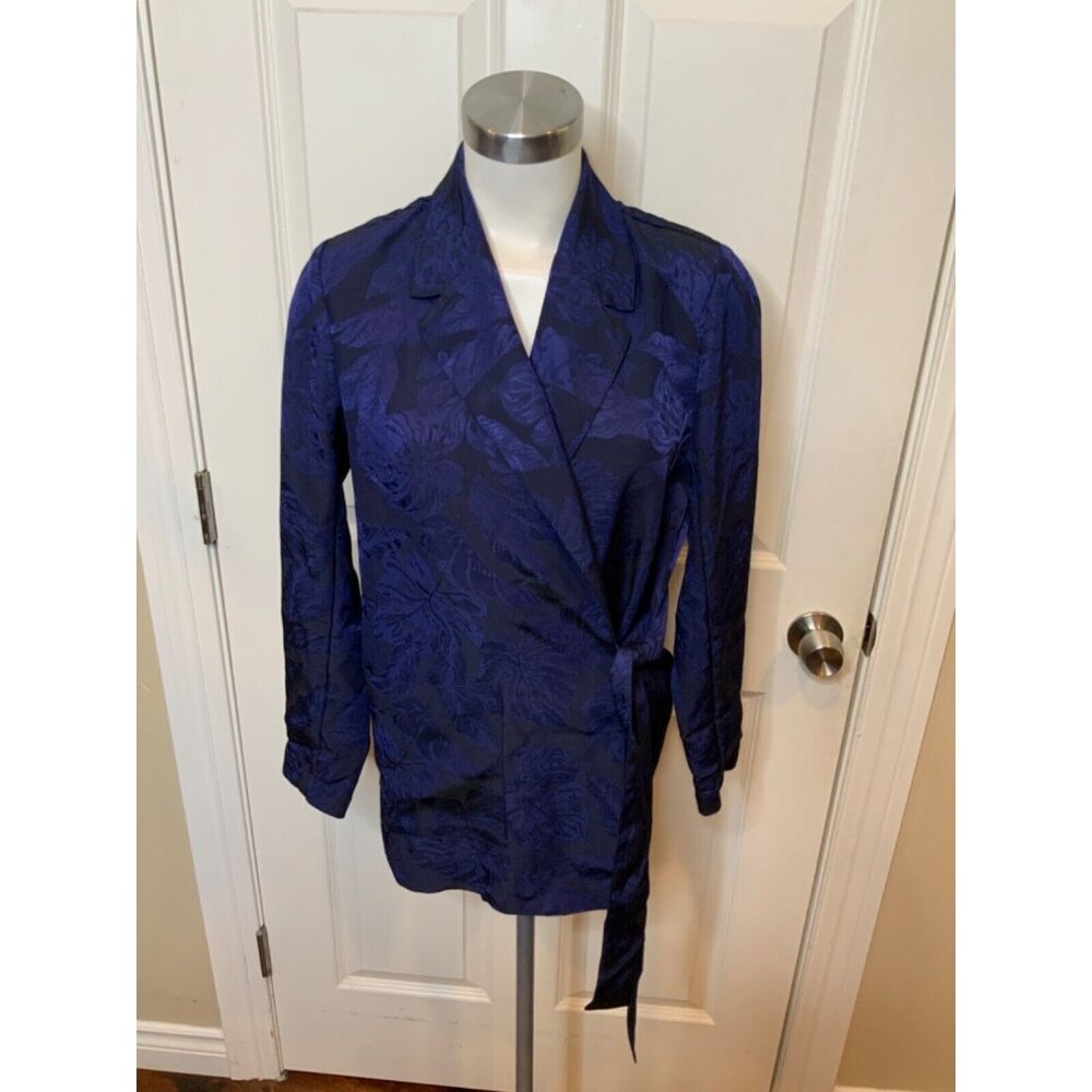 J.Crew Collection Blue Floral Jacquard Embroidered Jacket, Size XS